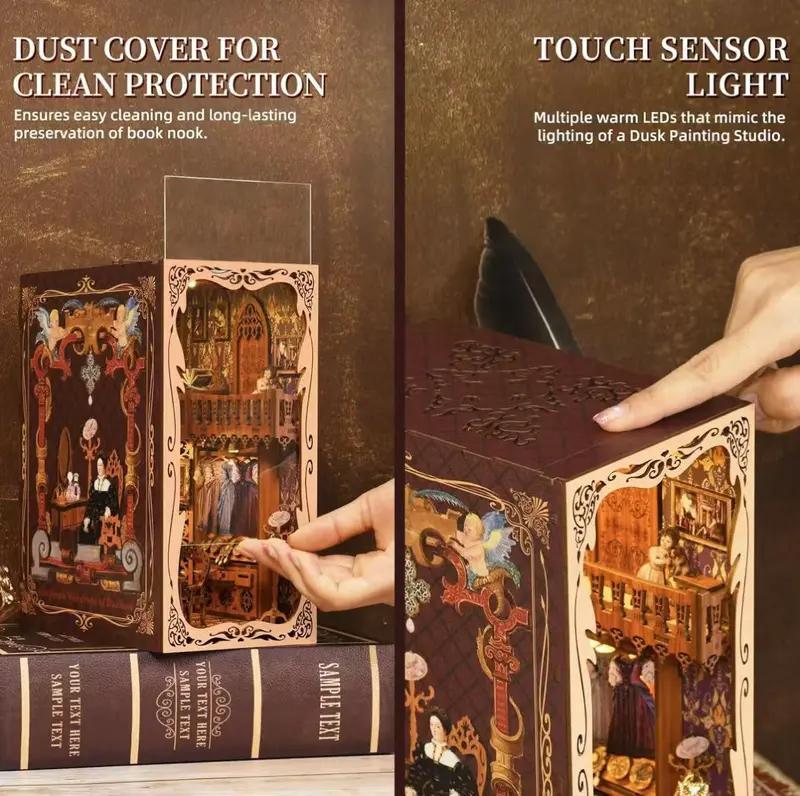 Duchess Cloakroom Book Corner Kit Homemade Miniature Dollhouse 3D Wooden Puzzle Bookshelf Insert Decoration With LED Light Craft Kit - Image 6