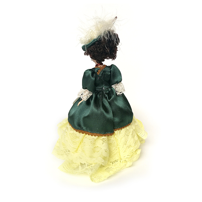 Dollhouse Miniature Porcelain Victorian Doll Model Green Dress Miss Lady - Image 2