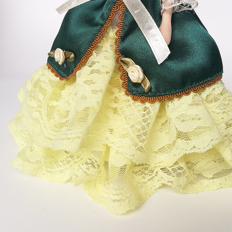 Dollhouse Miniature Porcelain Victorian Doll Model Green Dress Miss Lady - Image 5