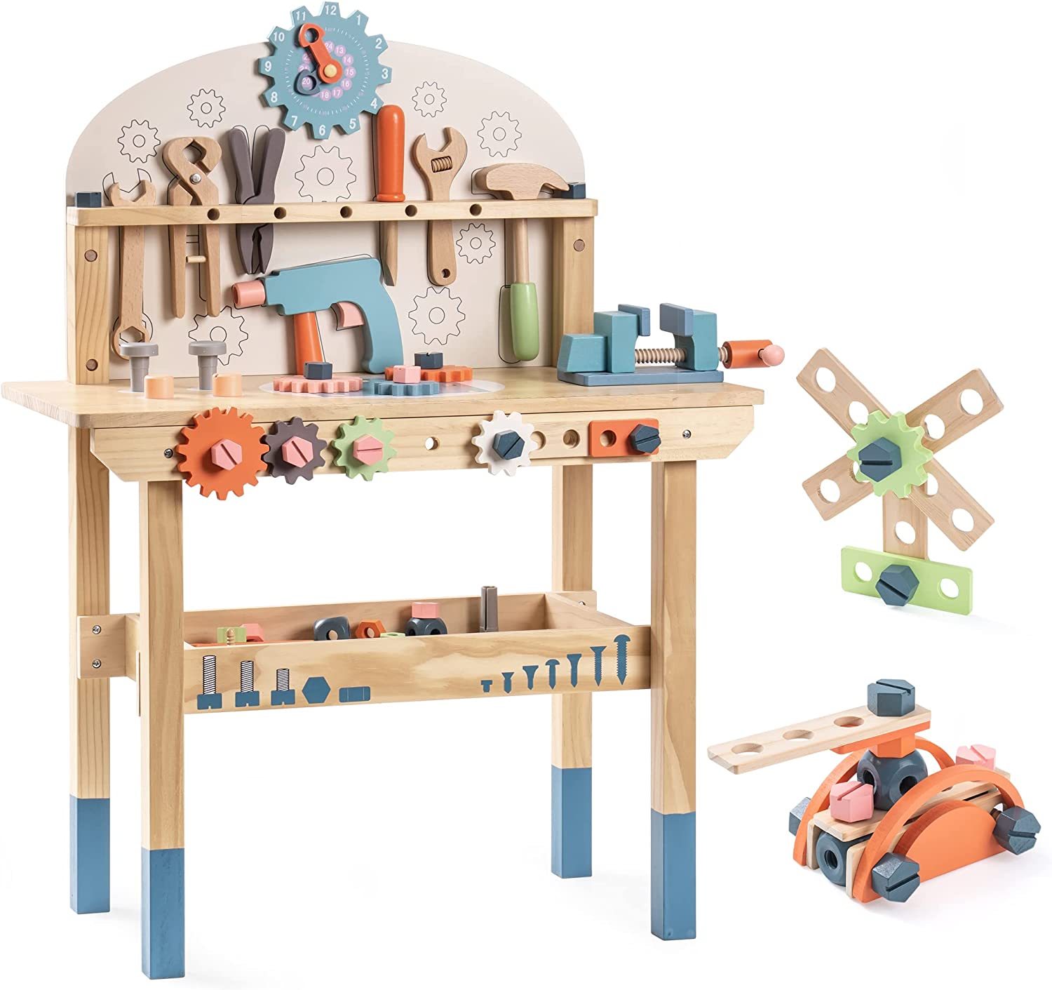 ROBOTIME Workbench Play Set Toddlers Kids Pretend Tool Bench Toy Workshop Toys - Image 5