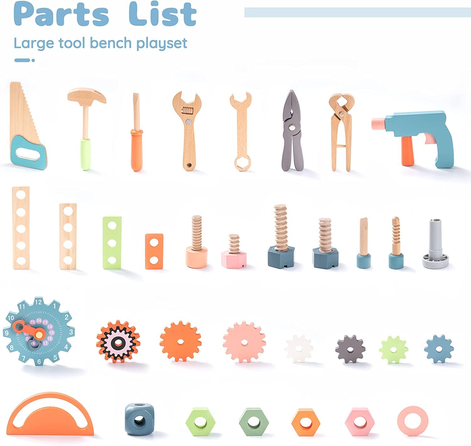 ROBOTIME Workbench Play Set Toddlers Kids Pretend Tool Bench Toy Workshop Toys - Image 8