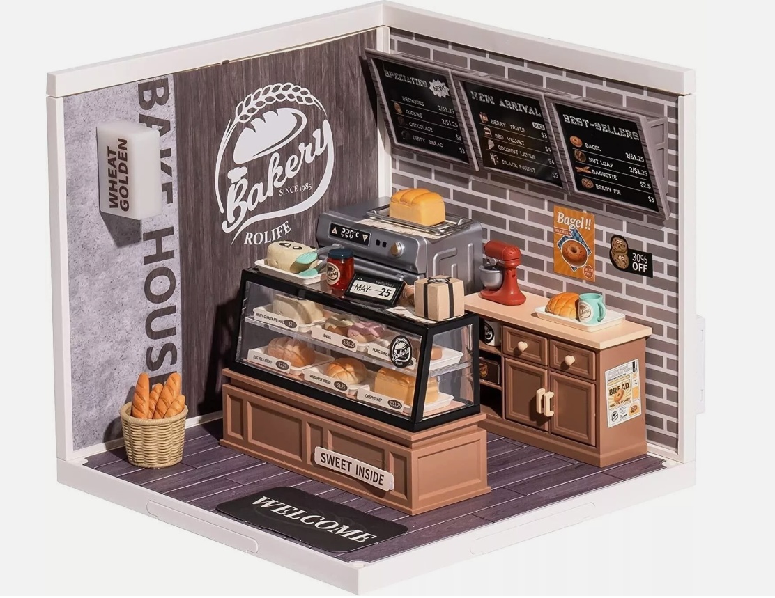 ROBOTIME DIY Miniature Dollhouse Kits Super Bakery Craft Kit For Xmas Gifts DW005B - Image 3