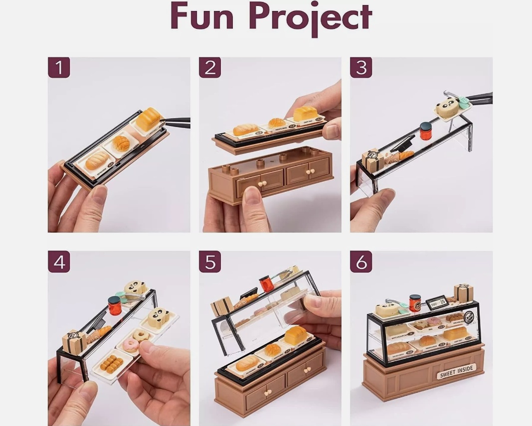 ROBOTIME DIY Miniature Dollhouse Kits Super Bakery Craft Kit For Xmas Gifts DW005B - Image 5