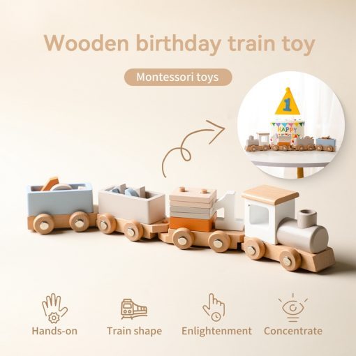 Wooden Children's Birthday Train Toy - Image 7