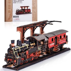 ROBOTIME Steam Journey Model Kits 3D Wooden Puzzles Home Decor Craft Gifts For Adults Men Boys Girls TGS01