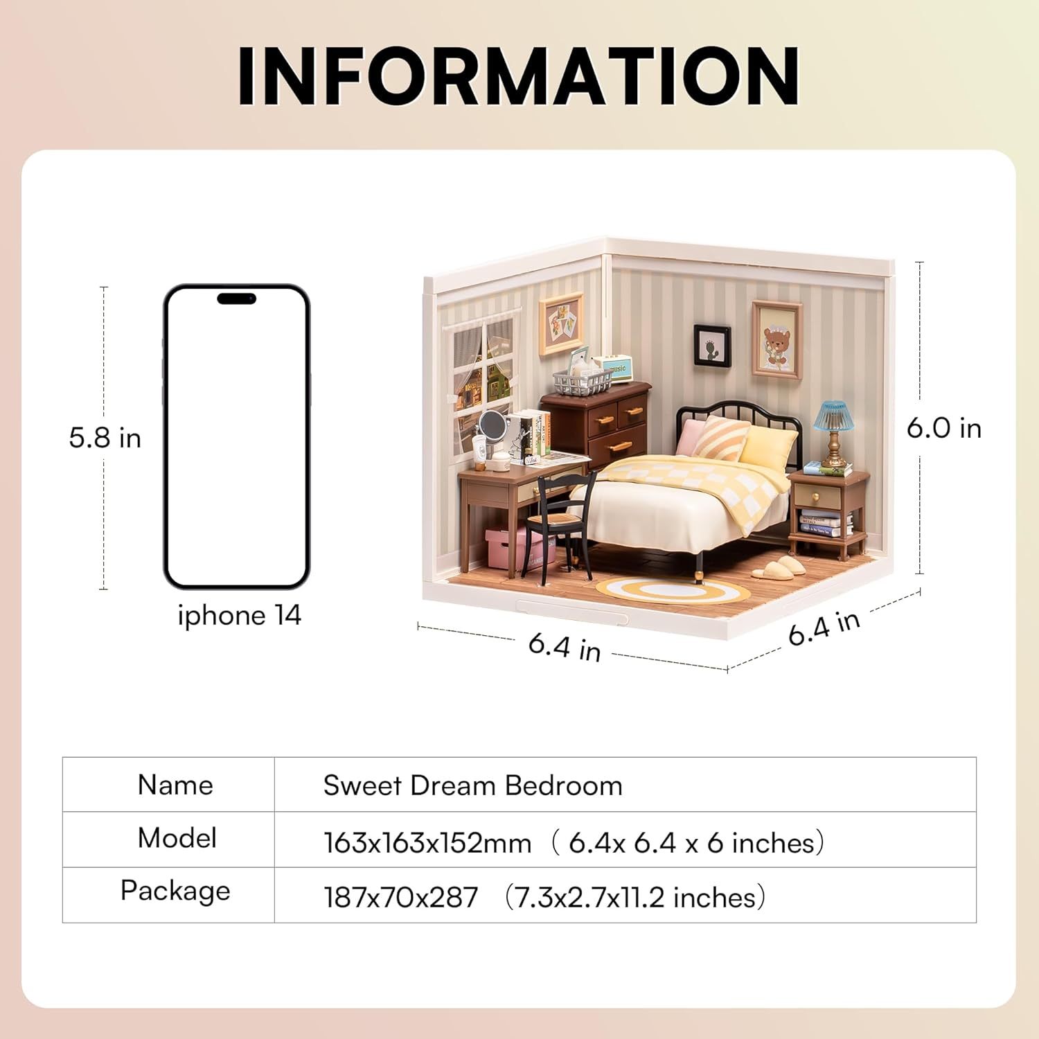 ROBOTIME Rolife Sweet Dream Bedroom Miniature House Kits Super World Dolls House Model Kits With Furniture And Accessories Christmas Dollhouse For Girls Craft Kits For Adults DW009 - Image 3