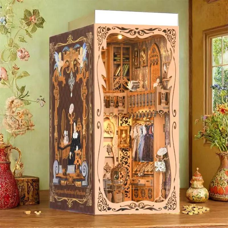 Duchess Cloakroom Book Corner Kit Homemade Miniature Dollhouse 3D Wooden Puzzle Bookshelf Insert Decoration With LED Light Craft Kit - Image 8